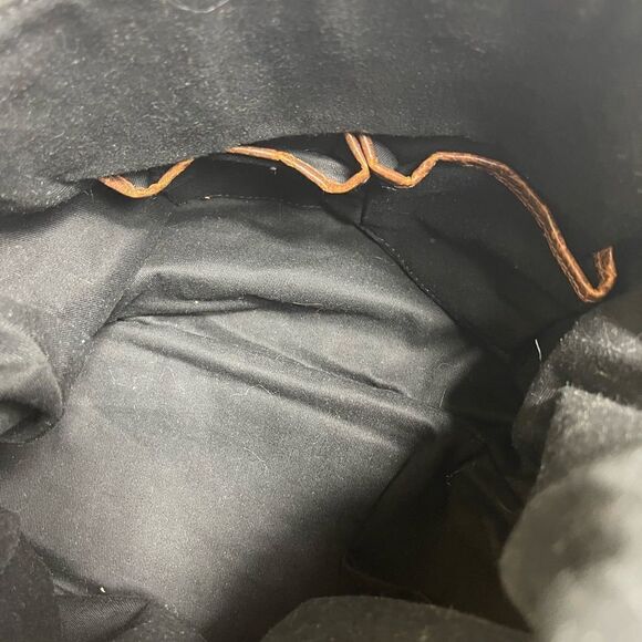 Treesje Olive green nylon with brown trim  slouch shoulder bag gold tone accents - Picture 3 of 10